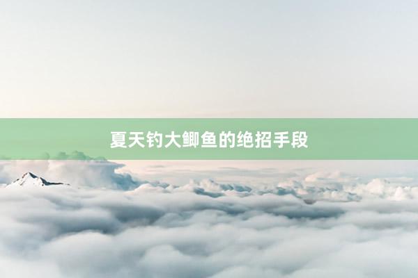 夏天钓大鲫鱼的绝招手段